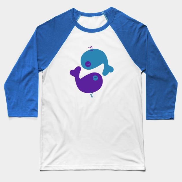 Whale Yin Yang Baseball T-Shirt by PickFairy